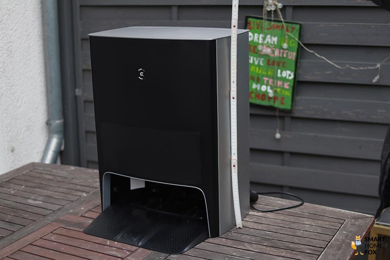 Measuring the Ecovacs Deebot X1 OMNI Station with a ruler.